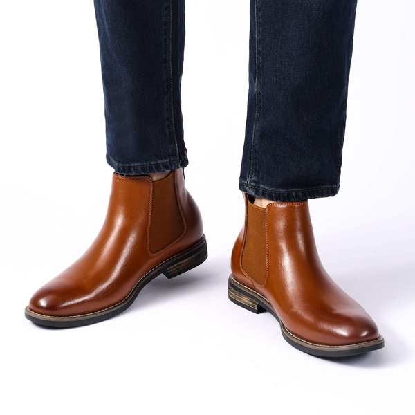 Men's Slip-On Dress Chelsea Boots - BROWN - 6
