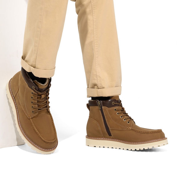 Men's Warm Moc Toe Boots - BROWN - 6