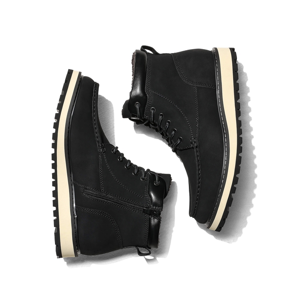 Men's Warm Moc Toe Boots - BLACK - 1