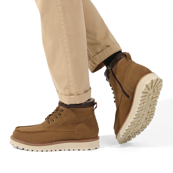 Men's Warm Moc Toe Boots - BROWN - 7
