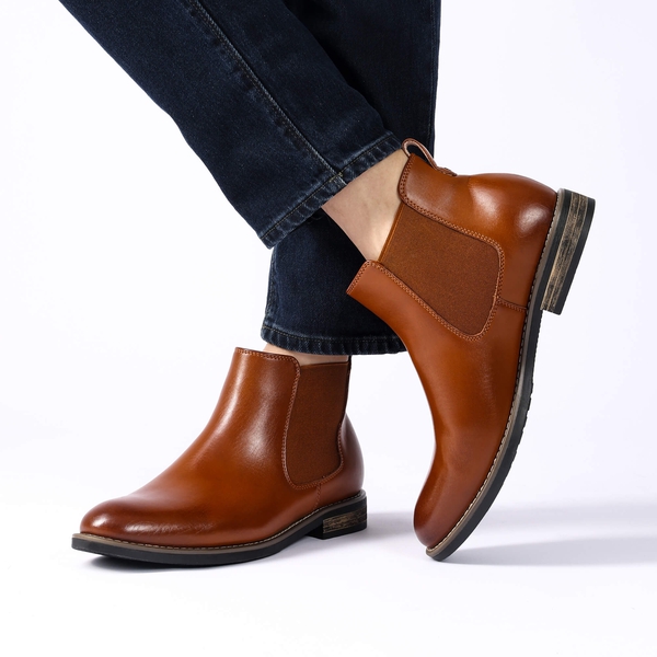 Men's Slip-On Dress Chelsea Boots - BROWN - 7