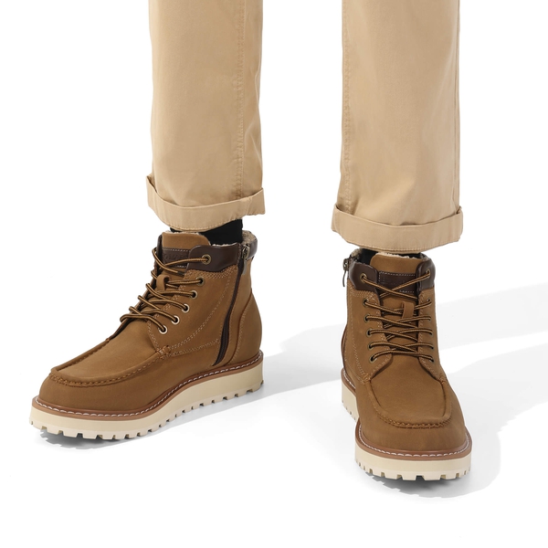 Men's Warm Moc Toe Boots - BROWN - 8