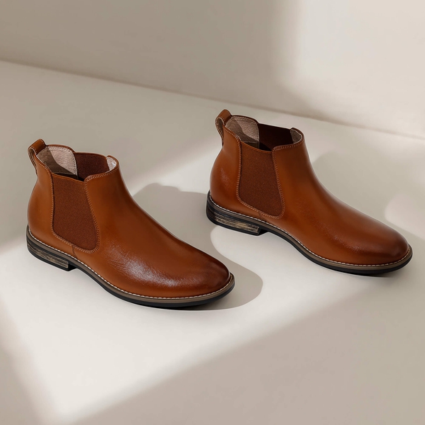 Men's Slip-On Dress Chelsea Boots - BROWN - 1