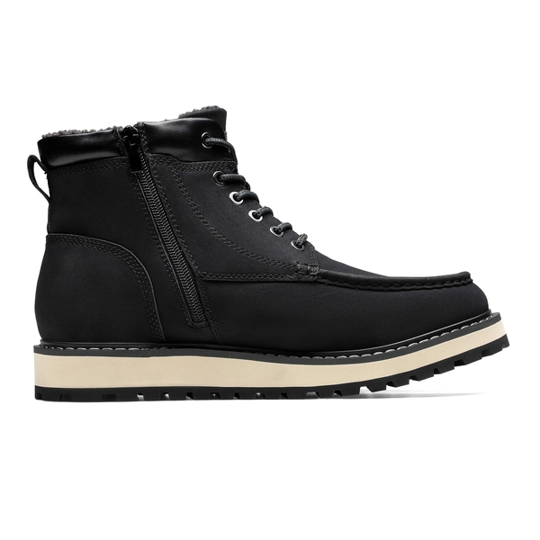 Men's Warm Moc Toe Boots - BLACK - 3