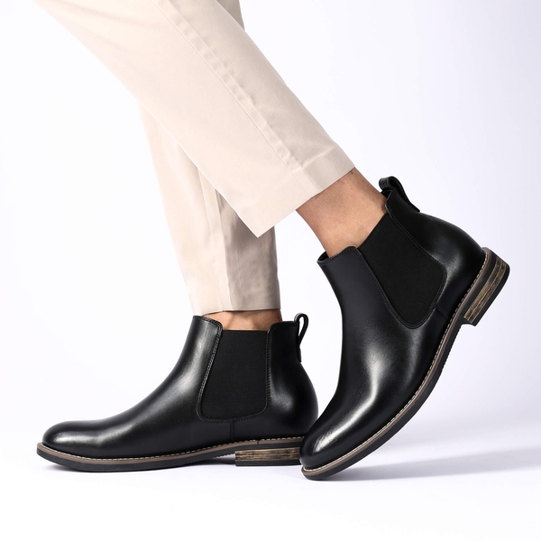 Men's Slip-On Dress Chelsea Boots - BLACK - 8