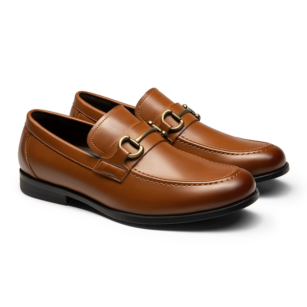Men's Metallic Dress Loafer Shoes - BROWN - 2