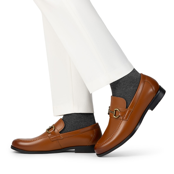 Men's Metallic Dress Loafer Shoes - BROWN - 6