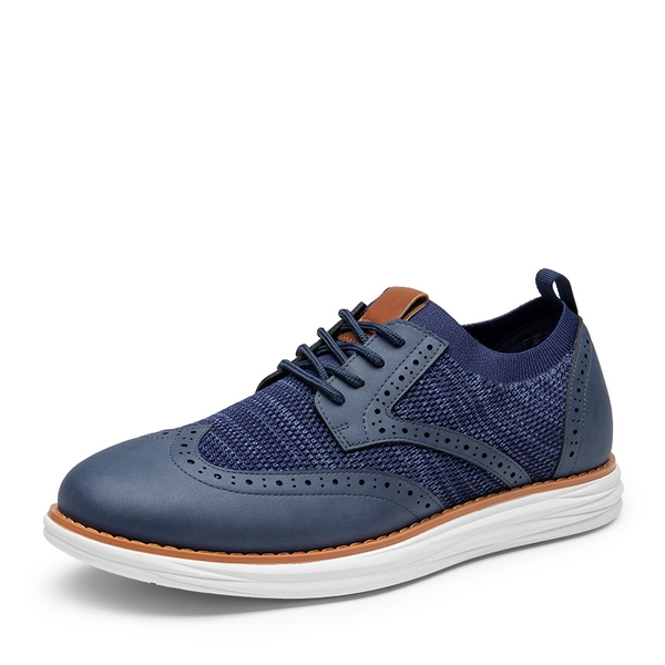 [KnitFlex SmartCraft+] Men's Cushioned Wingtip Oxford Shoes - NAVY -  0