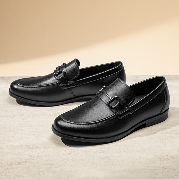 Men's Metallic Dress Loafer Shoes - BLACK - 7