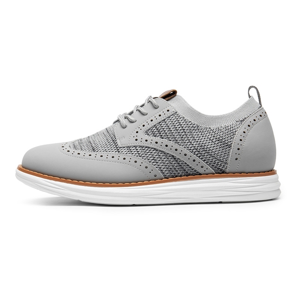 [KnitFlex SmartCraft+] Men's Cushioned Wingtip Oxford Shoes - GREY - 1