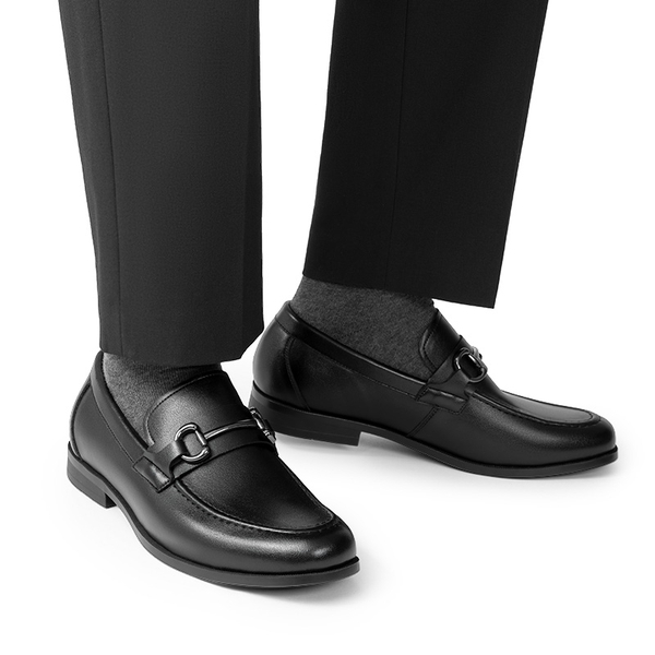 Men's Metallic Dress Loafer Shoes - BLACK - 5