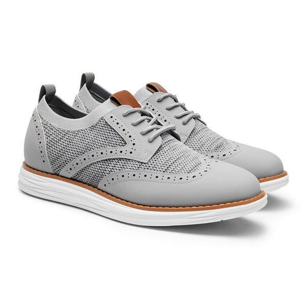 [KnitFlex SmartCraft+] Men's Cushioned Wingtip Oxford Shoes - GREY - 2