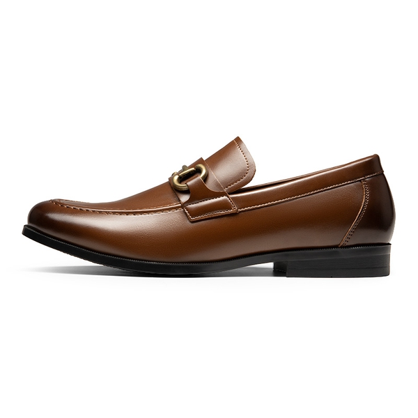 Men's Metallic Dress Loafer Shoes - DARK BROWN - 1