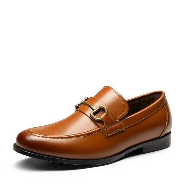 Men's Metallic Dress Loafer Shoes - BROWN -  0