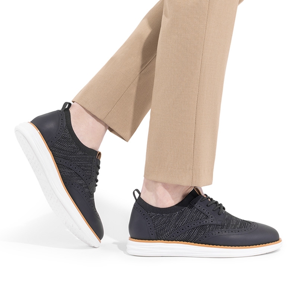 [KnitFlex SmartCraft+] Men's Cushioned Wingtip Oxford Shoes - BLACK - 5