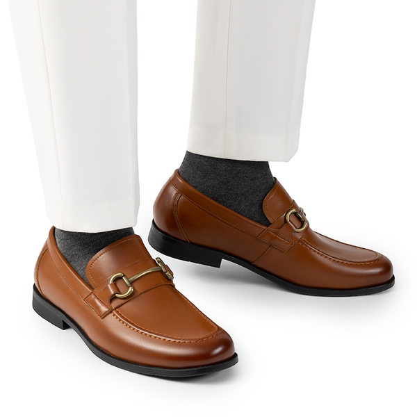 Men's Metallic Dress Loafer Shoes - BROWN - 5