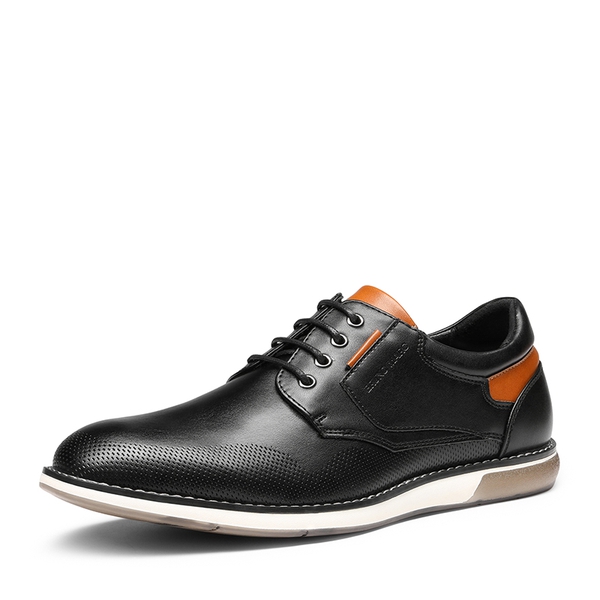 Men's Wide Width PU Leather Oxford Sneakers - BLACK -  0