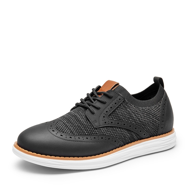 [KnitFlex SmartCraft+] Men's Cushioned Wingtip Oxford Shoes - BLACK -  0
