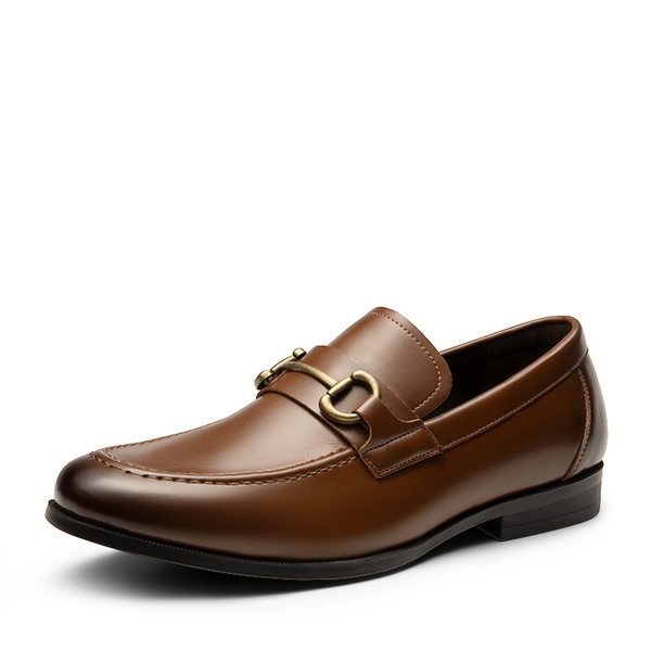 Men's Metallic Dress Loafer Shoes - DARK BROWN -  0