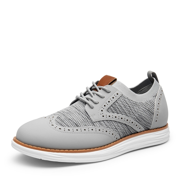 [KnitFlex SmartCraft+] Men's Cushioned Wingtip Oxford Shoes - GREY -  0