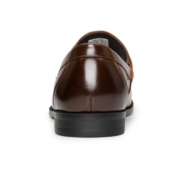 Men's Metallic Dress Loafer Shoes - DARK BROWN - 4