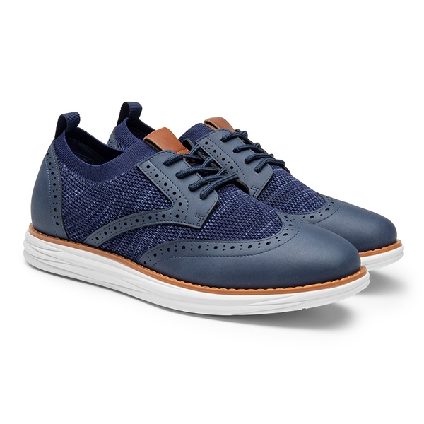 [KnitFlex SmartCraft+] Men's Cushioned Wingtip Oxford Shoes - NAVY - 2