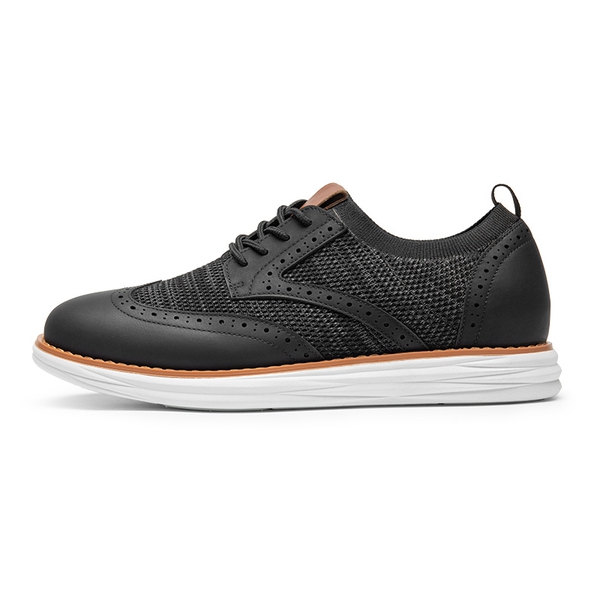 [KnitFlex SmartCraft+] Men's Cushioned Wingtip Oxford Shoes - BLACK - 1