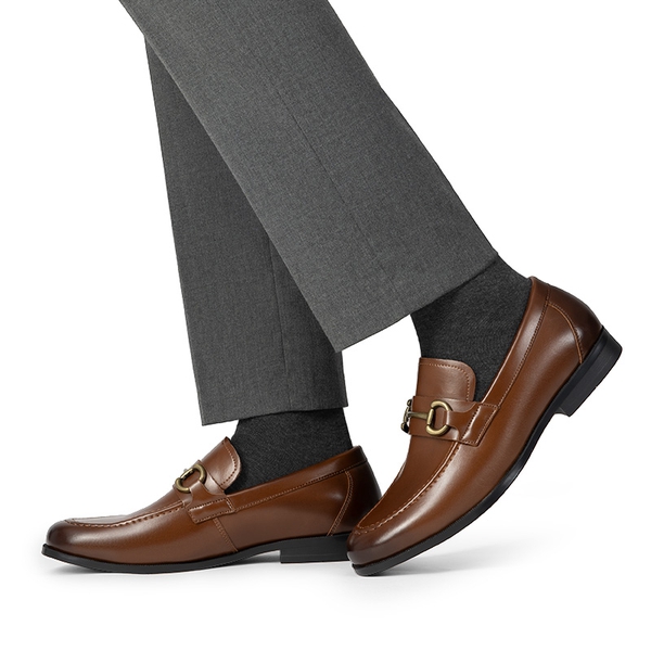 Men's Metallic Dress Loafer Shoes - DARK BROWN - 6