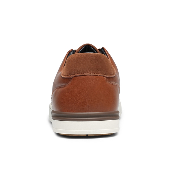 Men's Wide Width PU Leather Fashion Sneakers - BROWN - 4