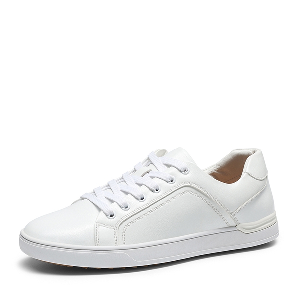 Men's Wide Width PU Leather Fashion Sneakers - WHITE -  0