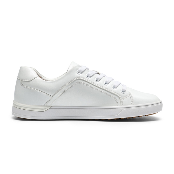 Men's Wide Width PU Leather Fashion Sneakers - WHITE - 2
