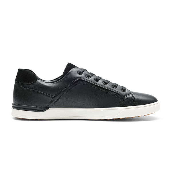 Men's Wide Width PU Leather Fashion Sneakers - BLACK - 2