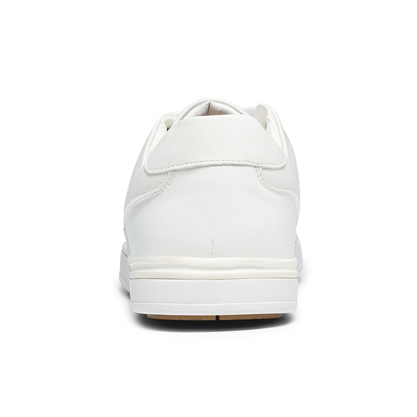 Men's Wide Width PU Leather Fashion Sneakers - WHITE - 4