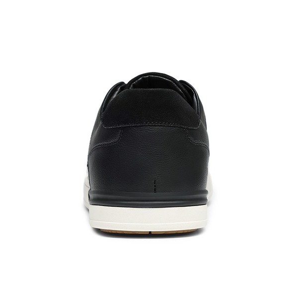 Men's Wide Width PU Leather Fashion Sneakers - BLACK - 4