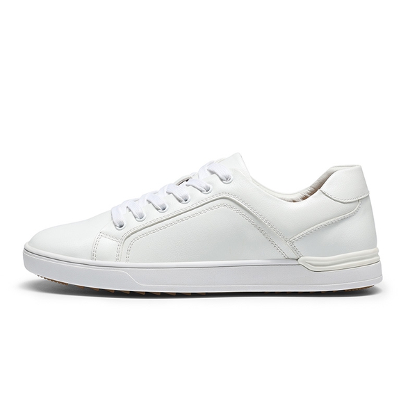 Men's Wide Width PU Leather Fashion Sneakers - WHITE - 1