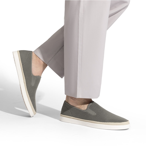 Men's Knitted Slip-On Walking Loafers - GREY - 6