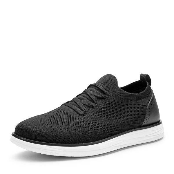 [KnitFlex SmartCraft-] Men's Knitted Casual Oxford Wingtip Shoes - BLACK -  0