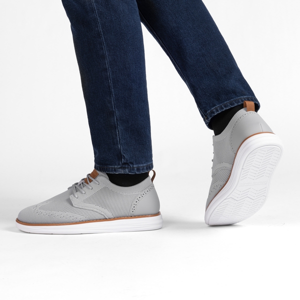 [KnitFlex SmartCraft] Men's Lightweight Wingtip Oxford Shoes - GREY - 6