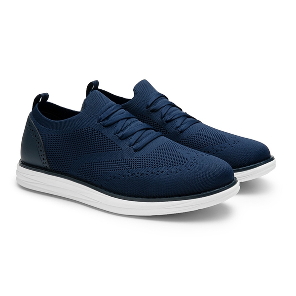 [KnitFlex SmartCraft-] Men's Knitted Casual Oxford Wingtip Shoes - NAVY - 2