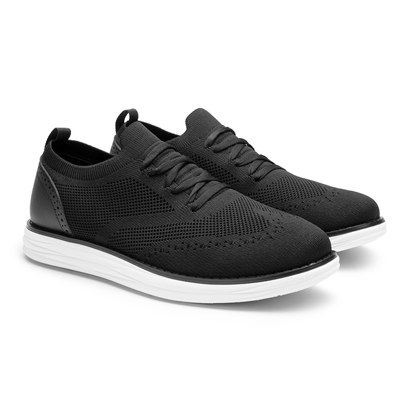 [KnitFlex SmartCraft-] Men's Knitted Casual Oxford Wingtip Shoes - BLACK - 2