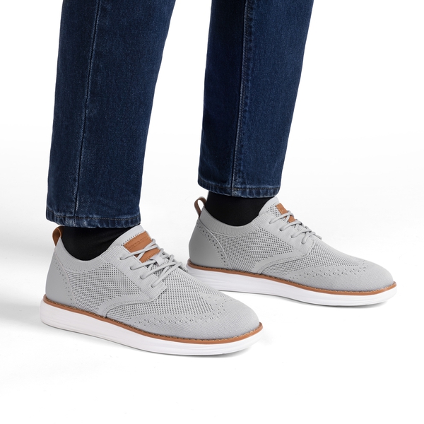 [KnitFlex SmartCraft] Men's Lightweight Wingtip Oxford Shoes - GREY - 5