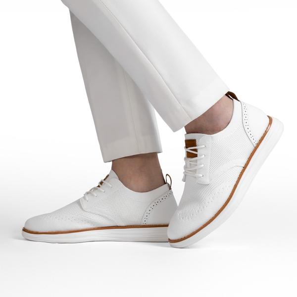 [KnitFlex SmartCraft] Men's Lightweight Wingtip Oxford Shoes - WHITE - 7