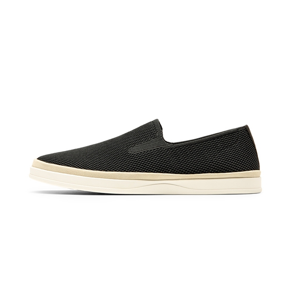 Men's Knitted Slip-On Walking Loafers - BLACK - 1