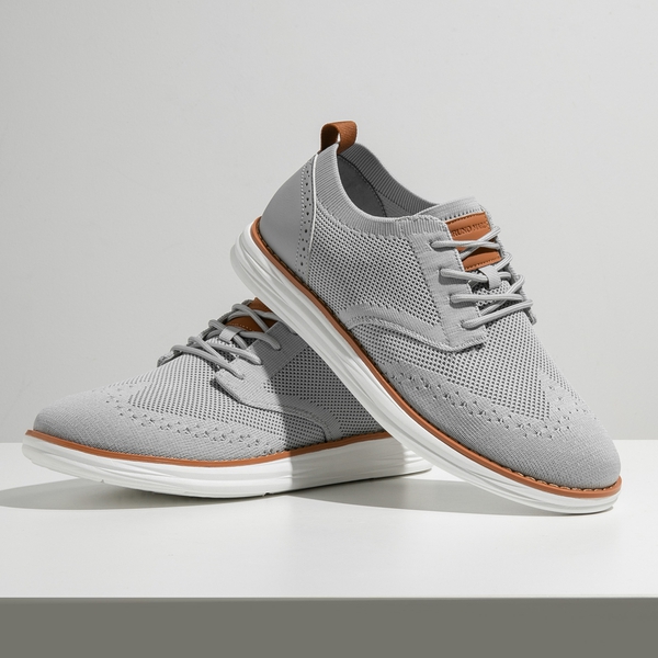 [KnitFlex SmartCraft] Men's Lightweight Wingtip Oxford Shoes - GREY - 8
