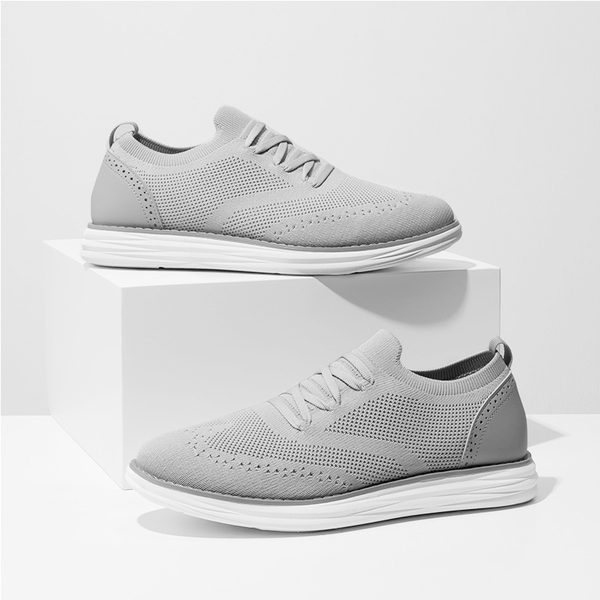 [KnitFlex SmartCraft-] Men's Knitted Casual Oxford Wingtip Shoes - GREY - 7