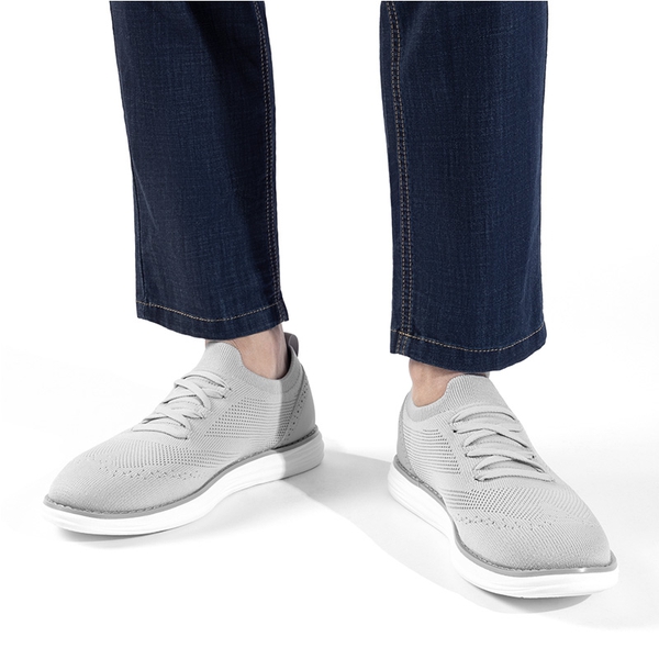 [KnitFlex SmartCraft-] Men's Knitted Casual Oxford Wingtip Shoes - GREY - 8