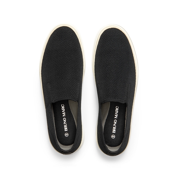 Men's Knitted Slip-On Walking Loafers - BLACK - 2