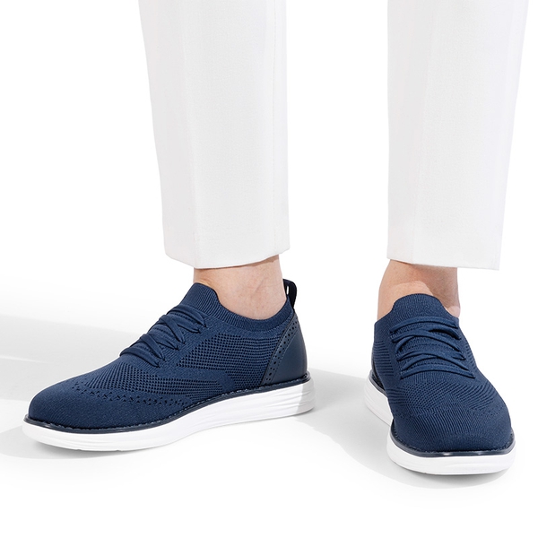 [KnitFlex SmartCraft-] Men's Knitted Casual Oxford Wingtip Shoes - NAVY - 8