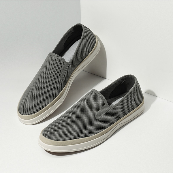 Men's Knitted Slip-On Walking Loafers - GREY - 8