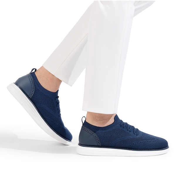 [KnitFlex SmartCraft-] Men's Knitted Casual Oxford Wingtip Shoes - NAVY - 5